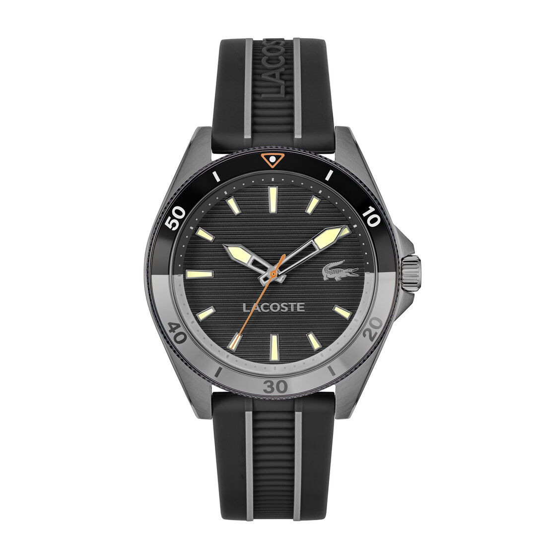 lacoste mainsail black silicone watch