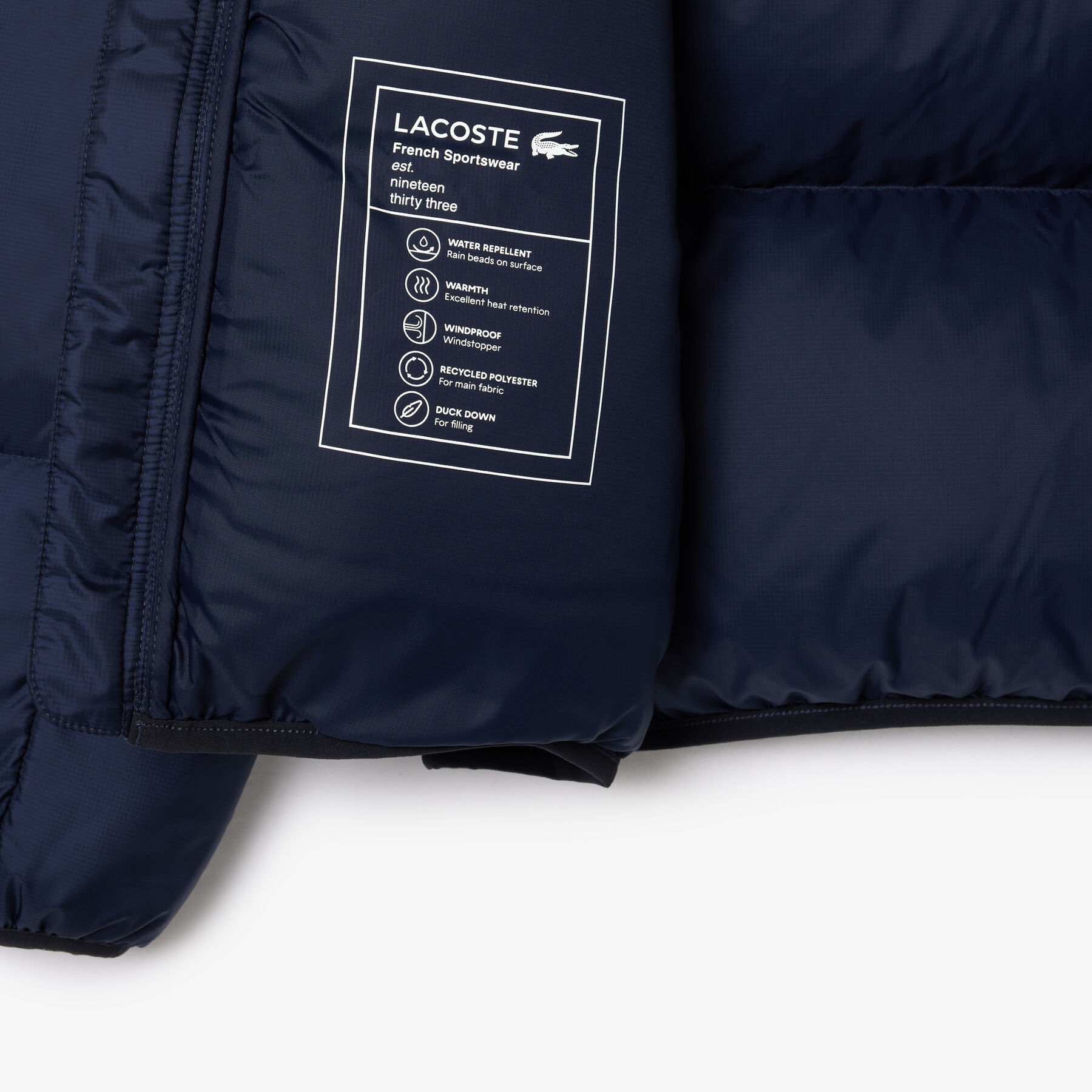 Water-Repellent Hooded Down Jacket lacoste water repellent hooded down jacket