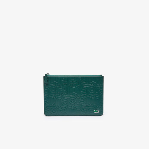 Women’s Lacoste Large Embossed Leather Zip Clutch