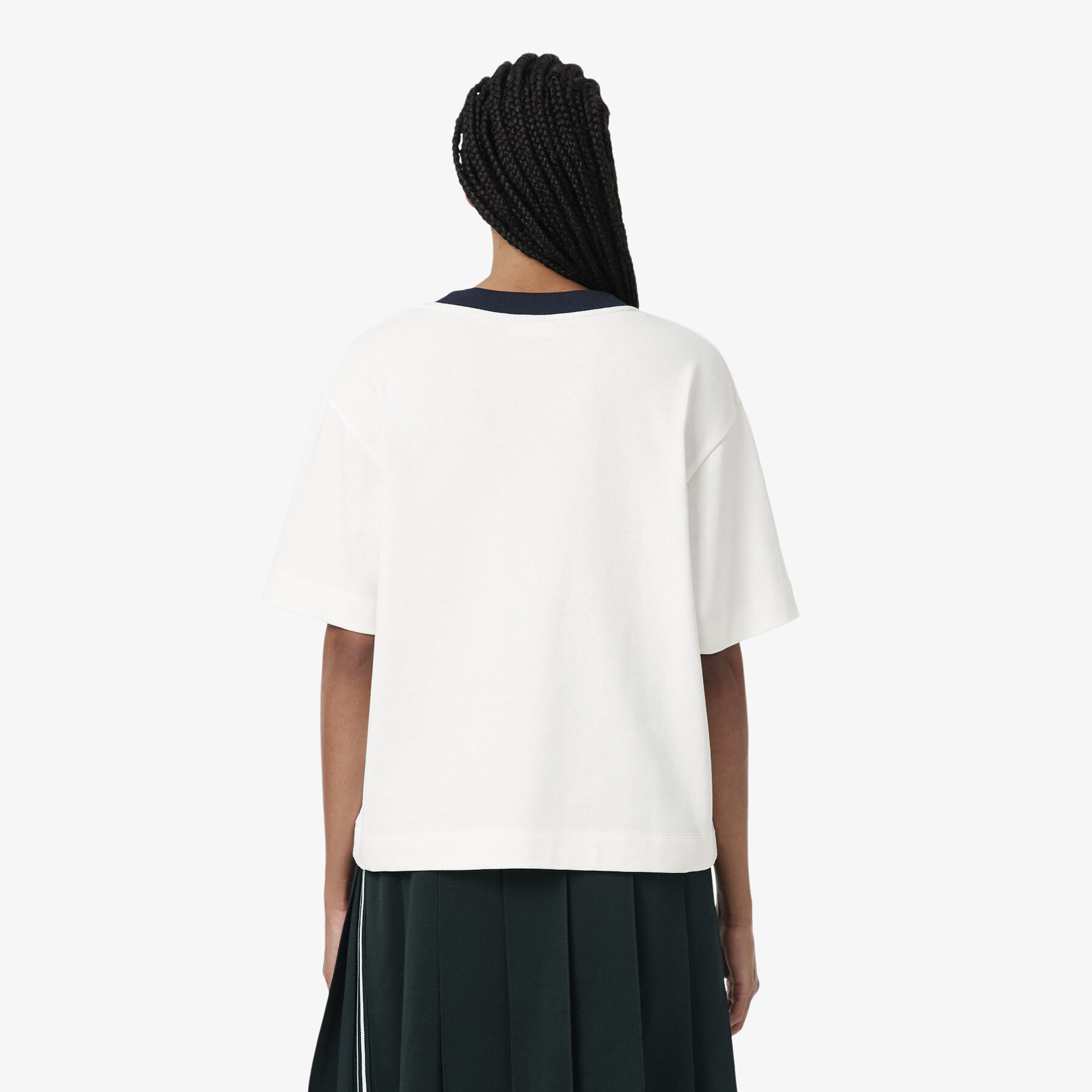 lacoste oversized embroidery detail jersey t shirt