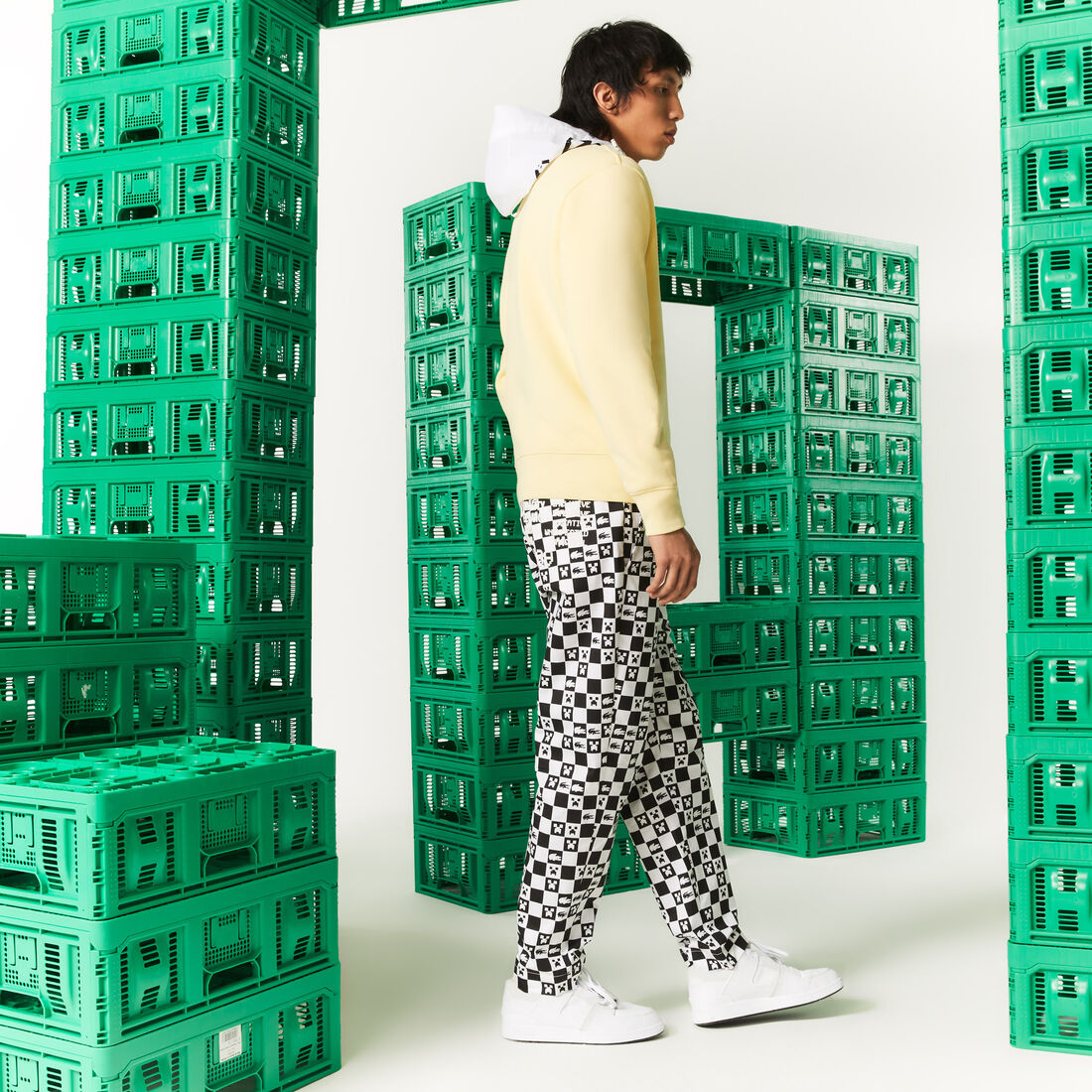 بنطال رياضي قطن عضوي مطاطي للرجال مجموعة Lacoste x Minecraft بنطال رياضي قطن عضوي مطاطي للرجال مجموعة Lacoste x Minecraft