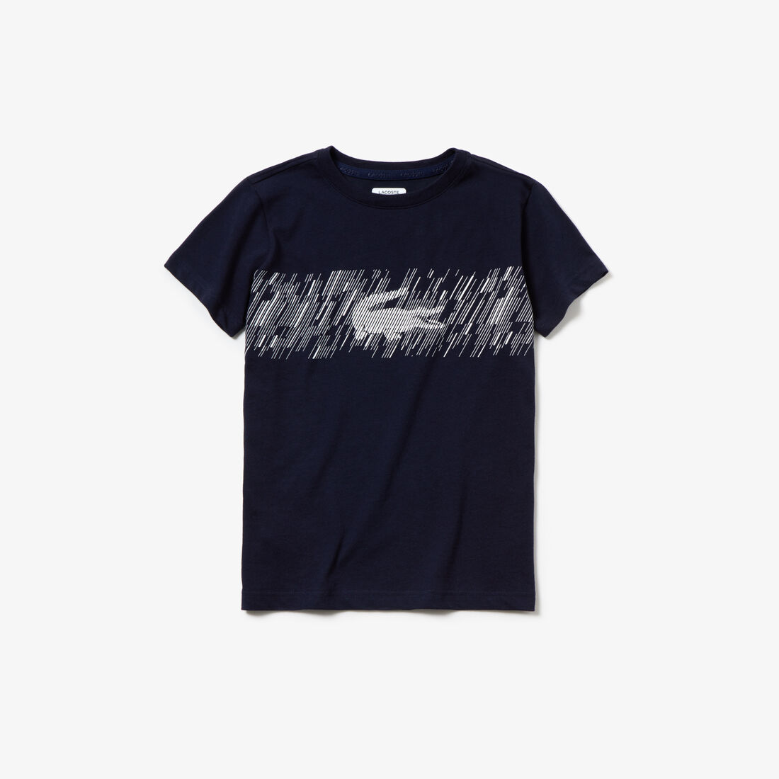 قميص تي-شيرت للصبيان لرياضة التنس من الجيرسيه بفتحة رقبة دائرية وطبعة تمساح أنيقة من مجموعة Lacoste SPORT