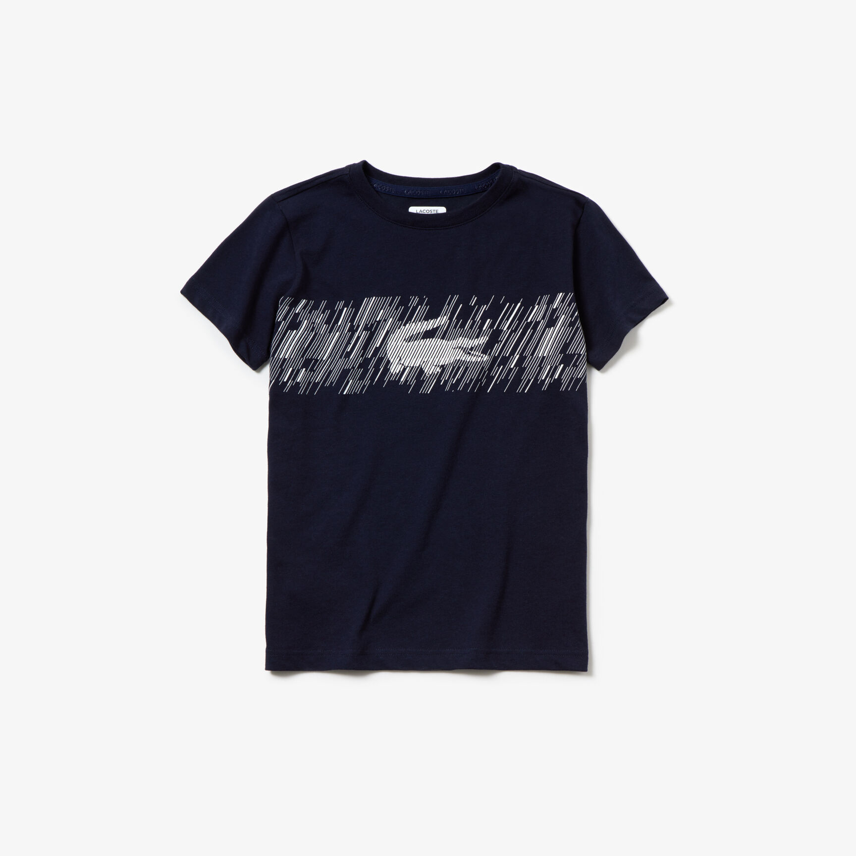 قميص تي-شيرت للصبيان لرياضة التنس من الجيرسيه بفتحة رقبة دائرية وطبعة تمساح أنيقة من مجموعة Lacoste SPORT قميص تي-شيرت للصبيان لرياضة التنس من الجيرسيه بفتحة رقبة دائرية وطبعة تمساح أنيقة من مجموعة Lacoste SPORT