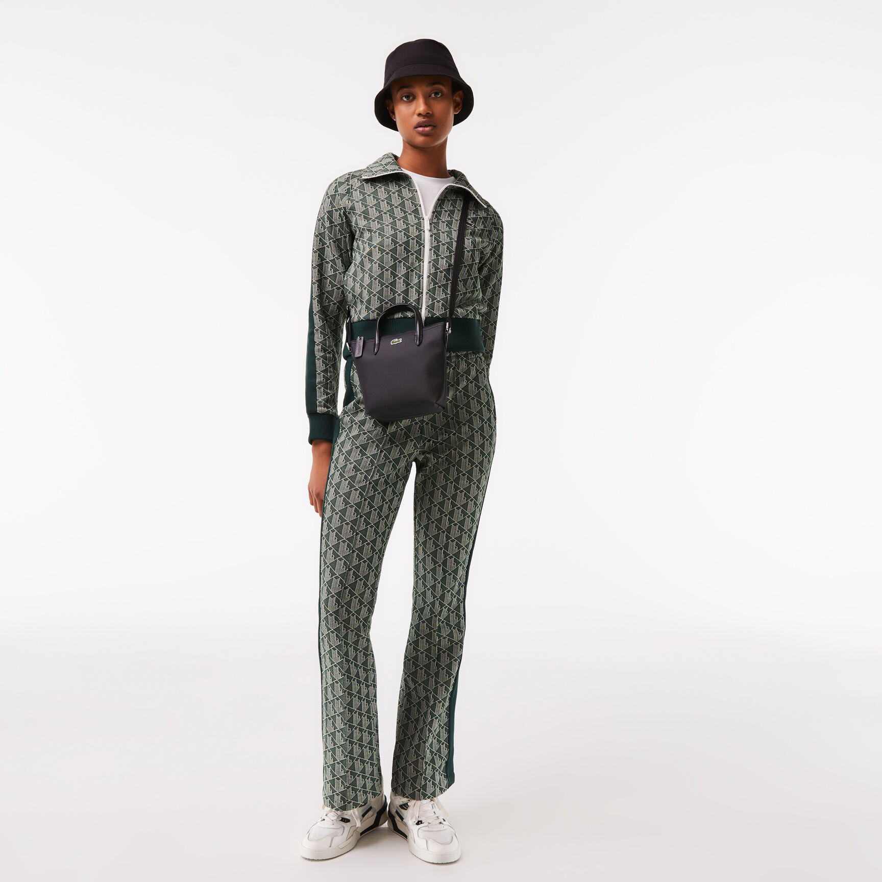 Women's Regular Fit Monogram Print Zip Sweatshirt