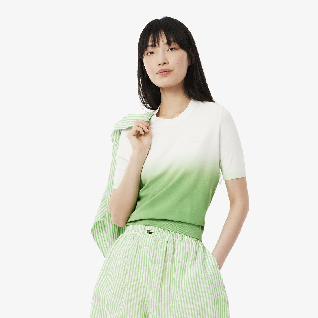 Short Sleeved Ombre Effect Sweater - AF9281-00-QBI