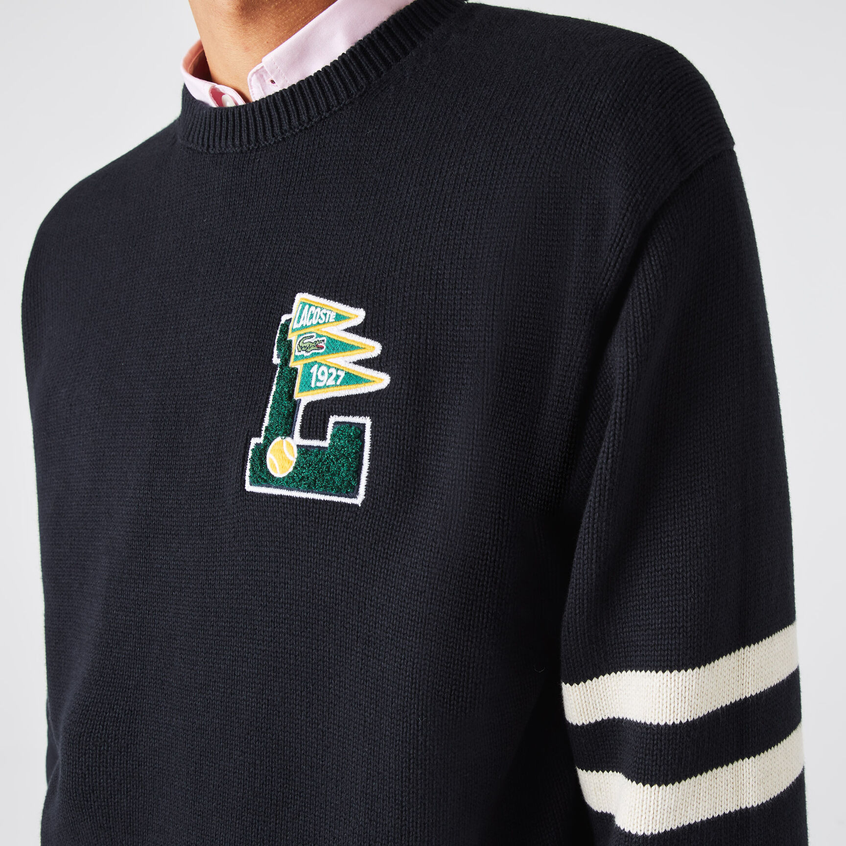 Men’s Crew Neck Pennants L Badge Wool And Cotton Sweater Men’s Crew Neck Pennants L Badge Wool And Cotton Sweater