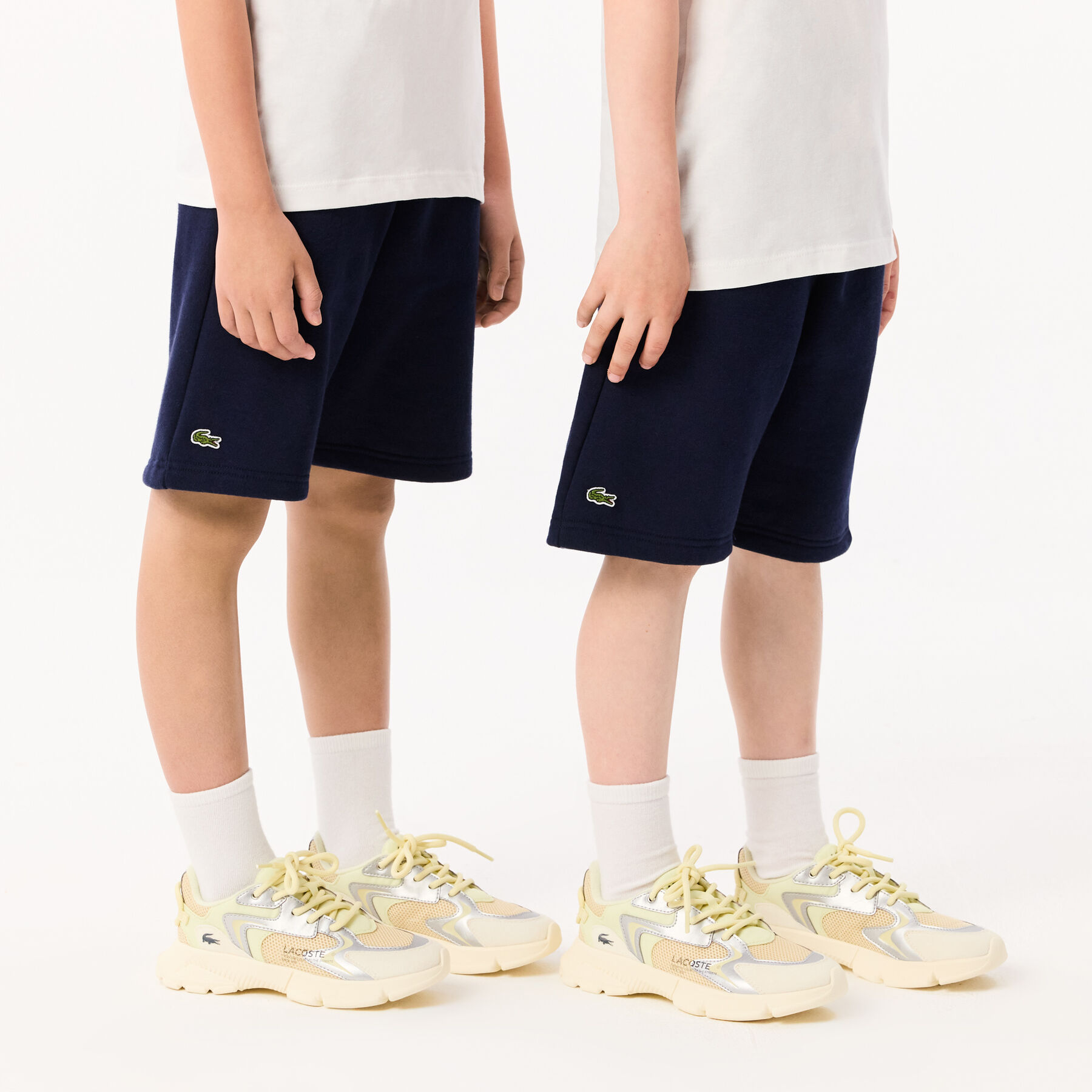 kids  lacoste organic brushed cotton fleece shorts