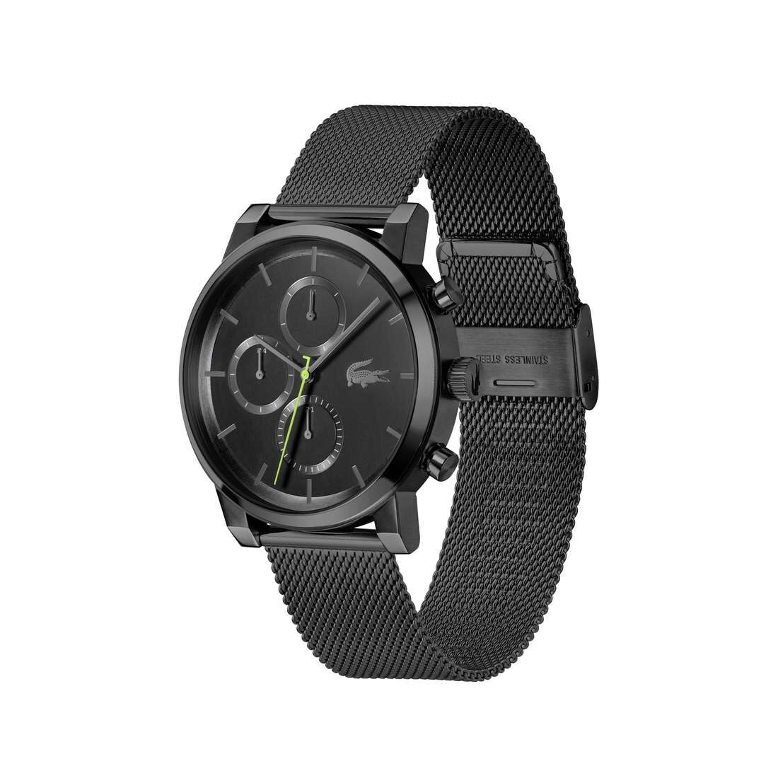 Men Black Mesh Bracelet Multifunction Men Black Mesh Bracelet Multifunction Quartz Watch - 2011411-BLK