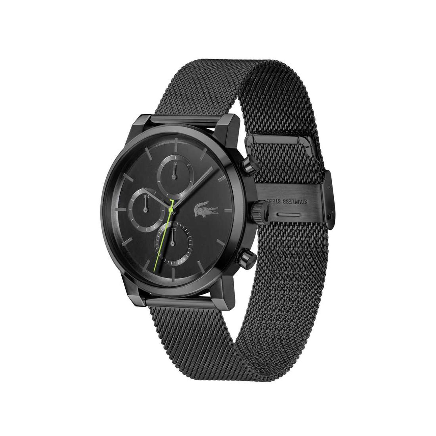 Men Black Mesh Bracelet Multifunction Men Black Mesh Bracelet Multifunction Quartz Watch - 2011411-BLK