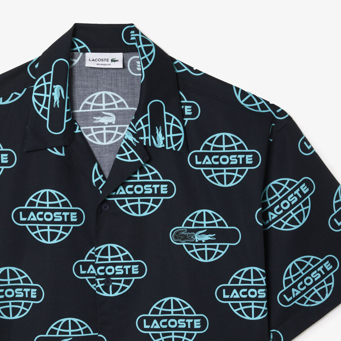 Globe Print Lacoste Cotton Twill Shirt Globe Print Lacoste Cotton Twill Shirt - CH1880-00-QPI