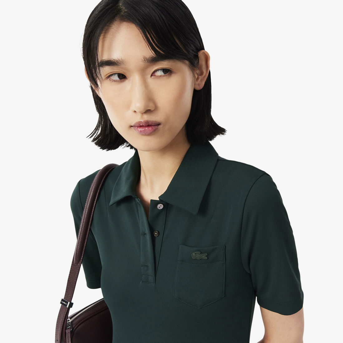 Pleated Fluid Jersey Polo Collar Dress lacoste pleated fluid jersey polo collar dress