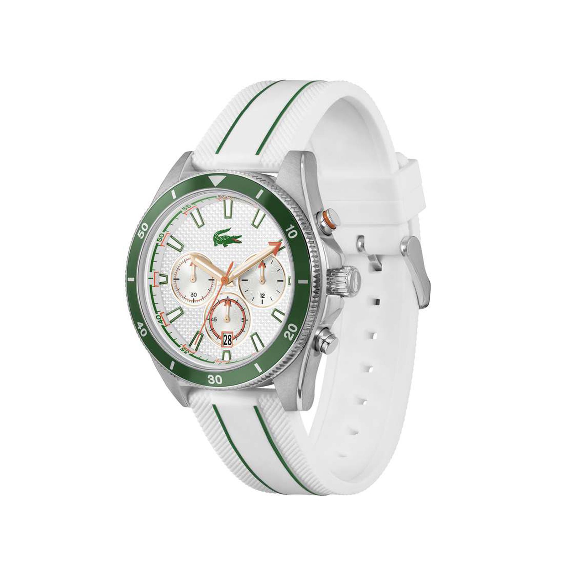 lacoste men s white silicone strap watch