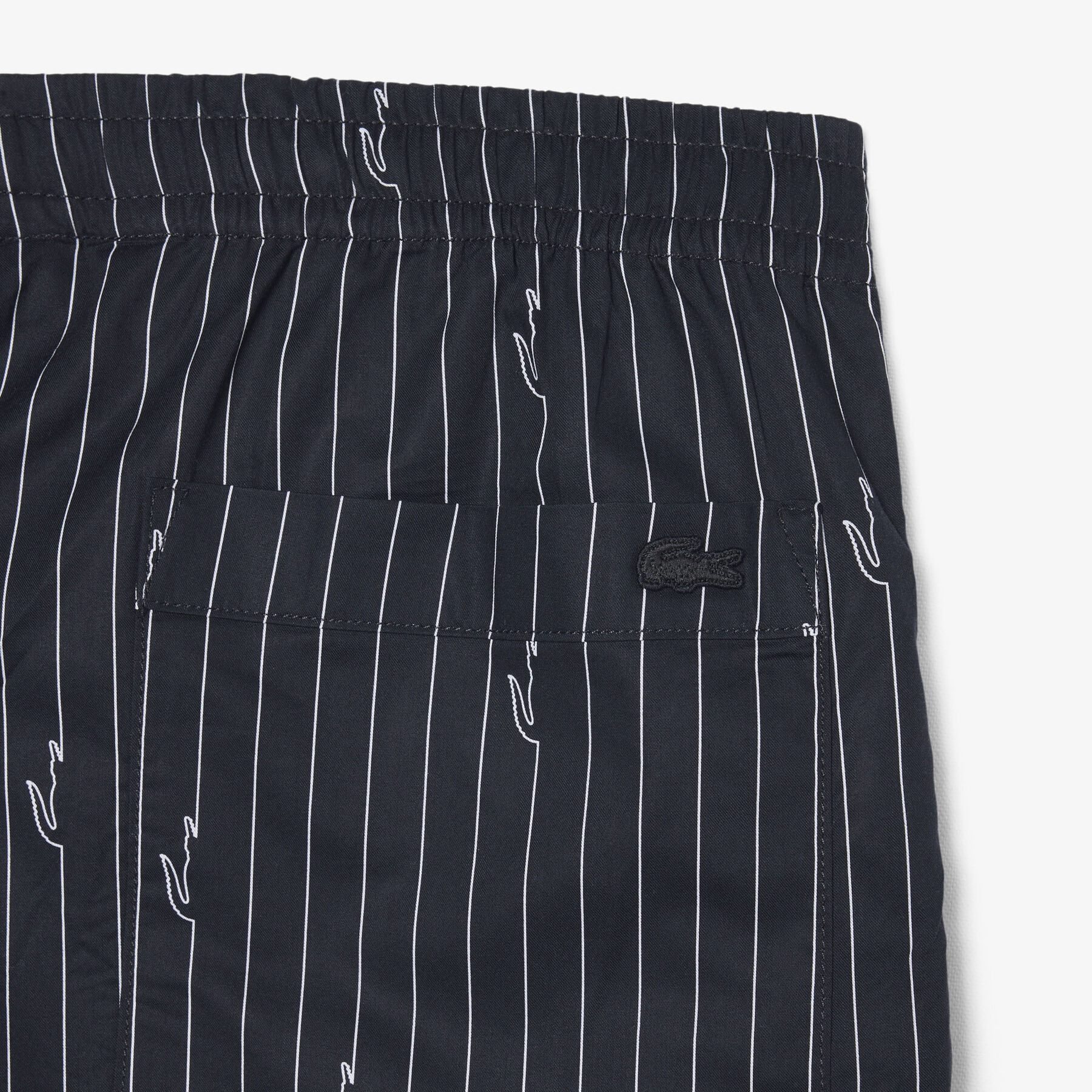 lacoste crocodile print stripe cotton shorts