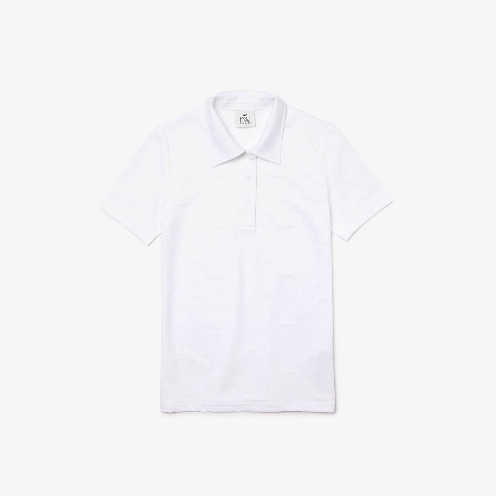 قميص بولو بأنماط مونوغرام وقصة ضيقة مجموعة Lacoste LIVE للنساء