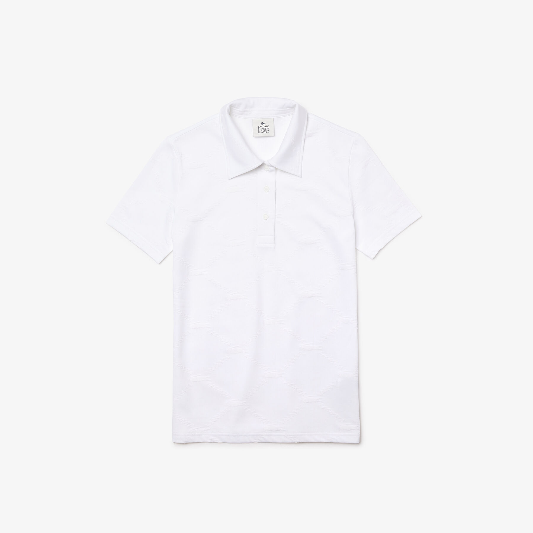 قميص بولو بأنماط مونوغرام وقصة ضيقة مجموعة Lacoste LIVE للنساء