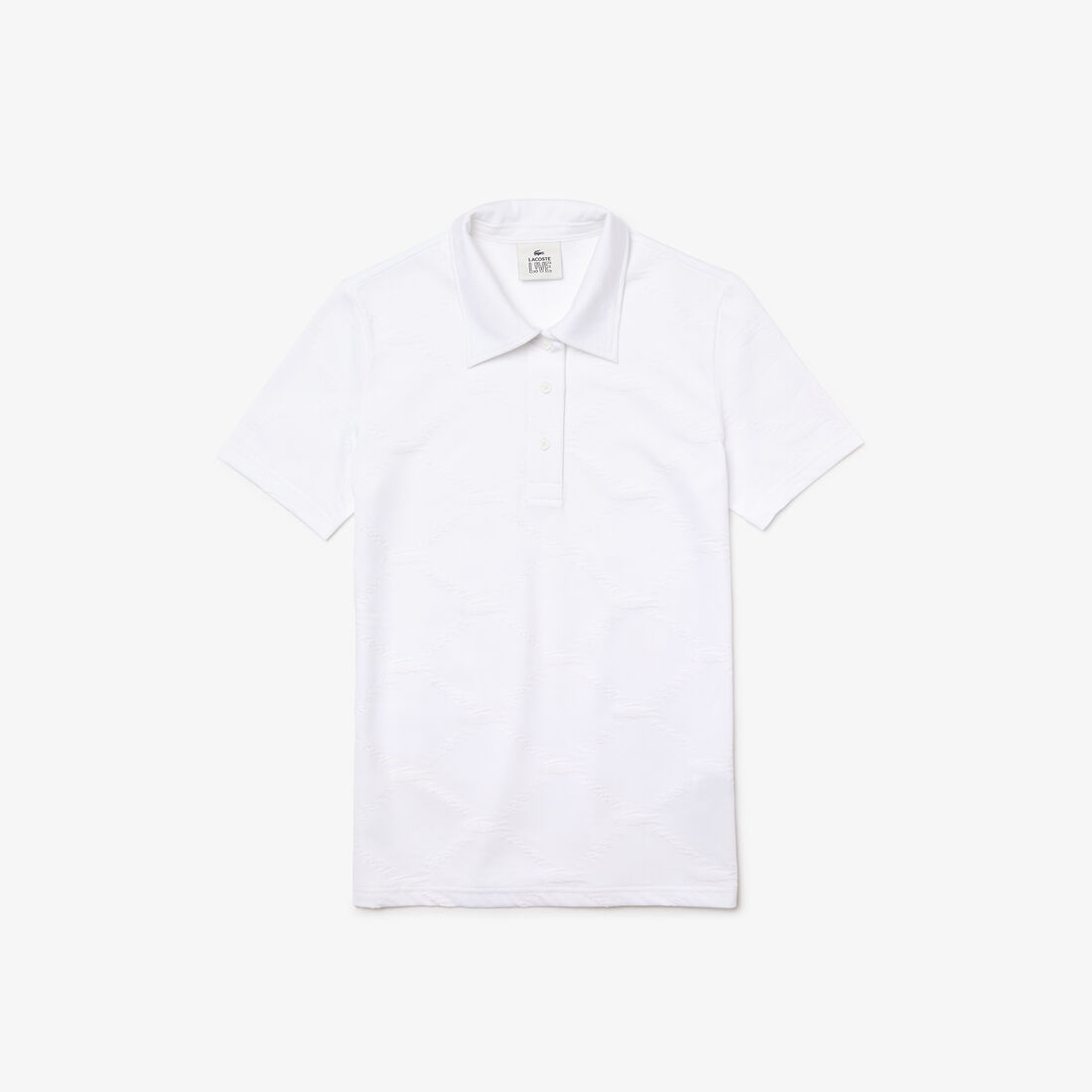 قميص بولو بأنماط مونوغرام وقصة ضيقة مجموعة Lacoste LIVE للنساء قميص بولو بأنماط مونوغرام وقصة ضيقة مجموعة Lacoste LIVE للنساء