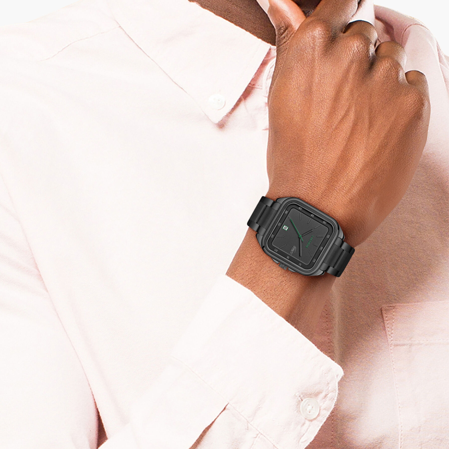 ساعة L.12.12 UP بسوار معدني L.12.12 UP Metal Strap Watch - 2011461-BLK
