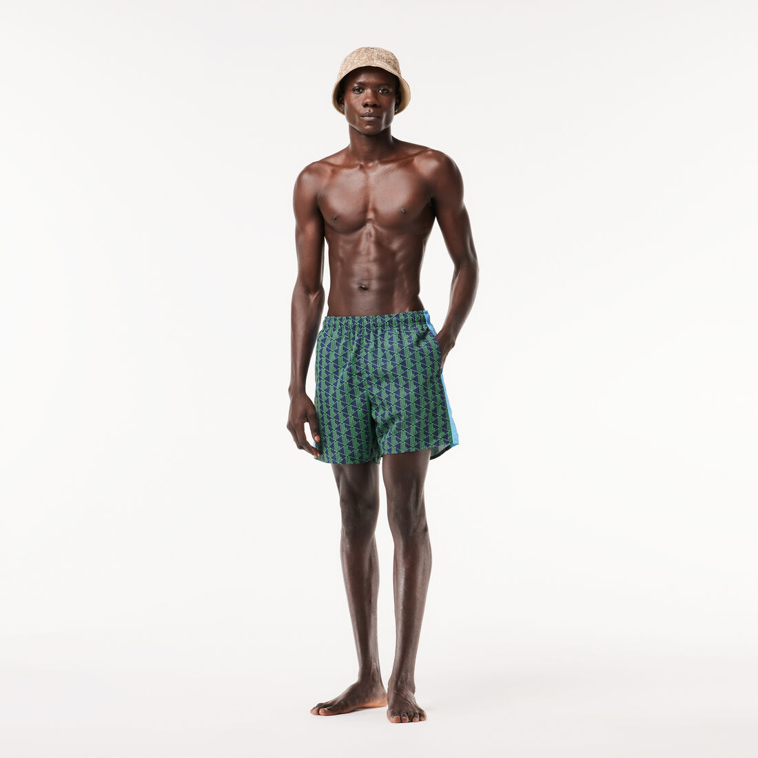 سروال سباحة متوسط الطول بطباعة مونوجرام من لاكوست Lacoste Mid Length Monogram Print Swim Trunks - MH6980-00-IHA