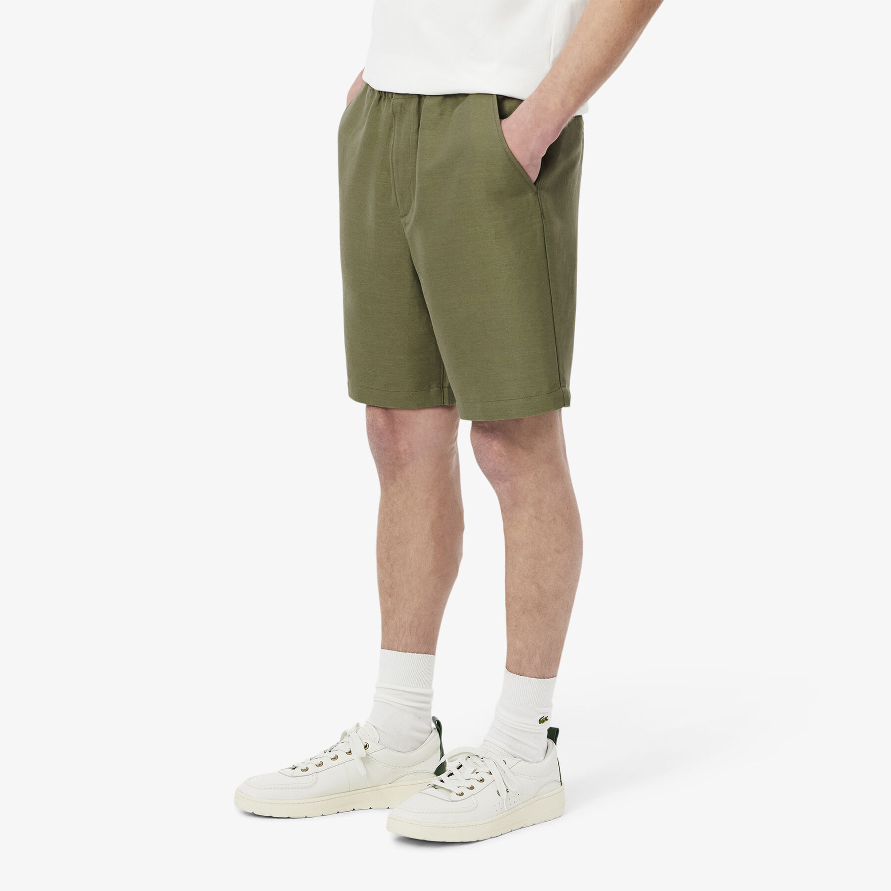 Regular Fit Linen Blend Shorts lacoste regular fit linen blend shorts