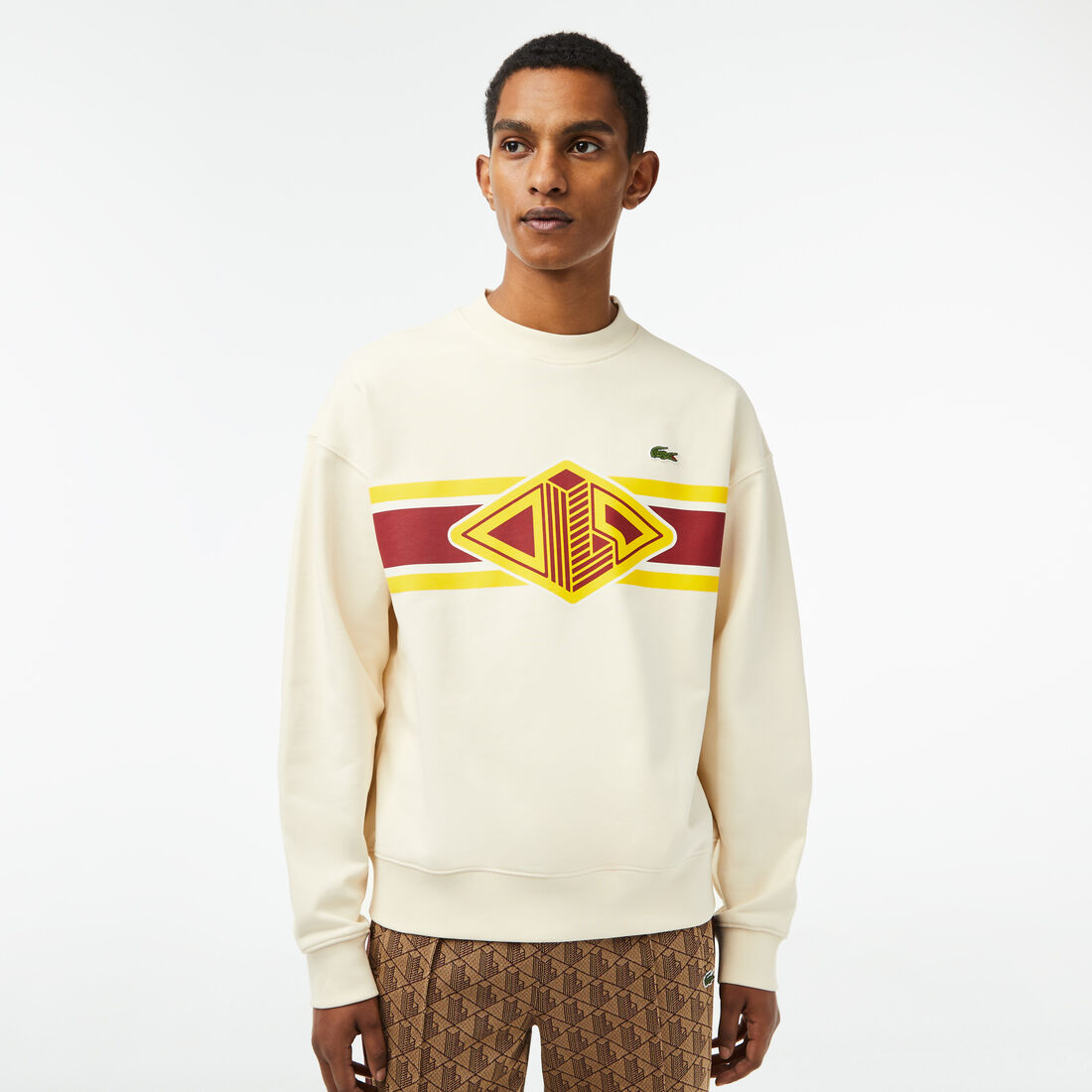 Men&rsquo;s Lacoste Round Neck Loose Fit Printed Sweatshirt