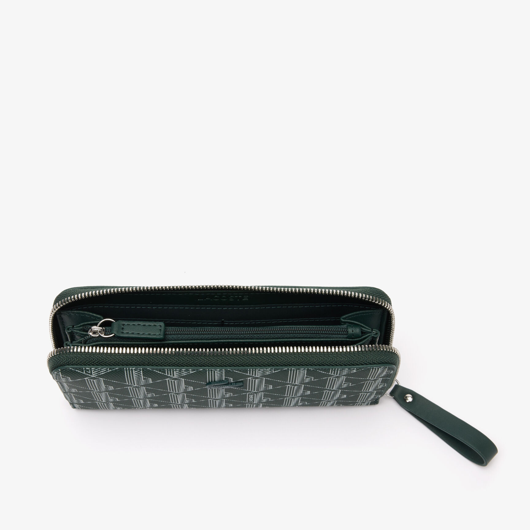 محفظة نسائية بسحاب وطبعة لاكوست مونوغرام Women's Lacoste Monogram Print Zip Wallet - NF3958DG-M44