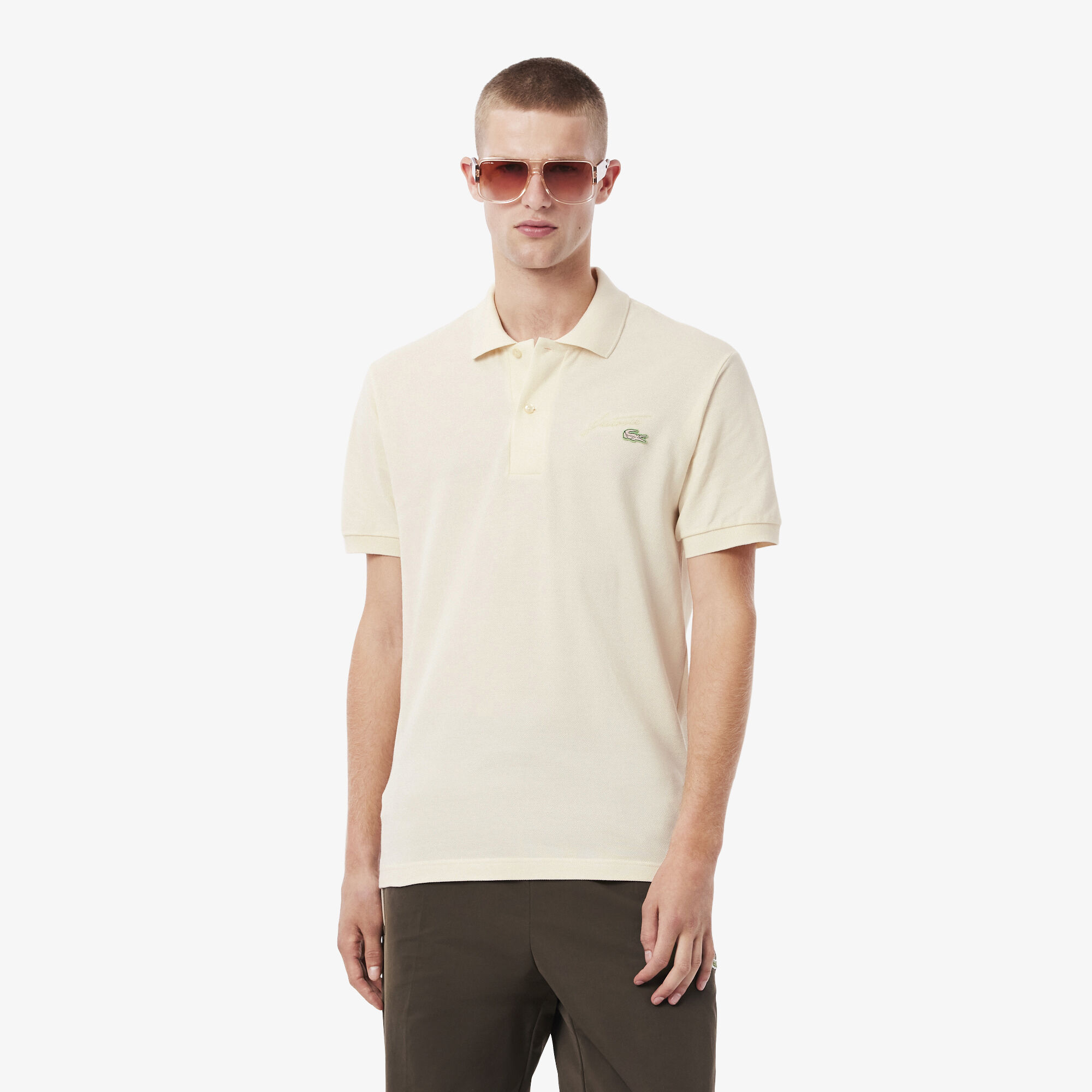 Classic Fit Embroidery Detail Pique Polo Shirt, White | LACOSTE UAE