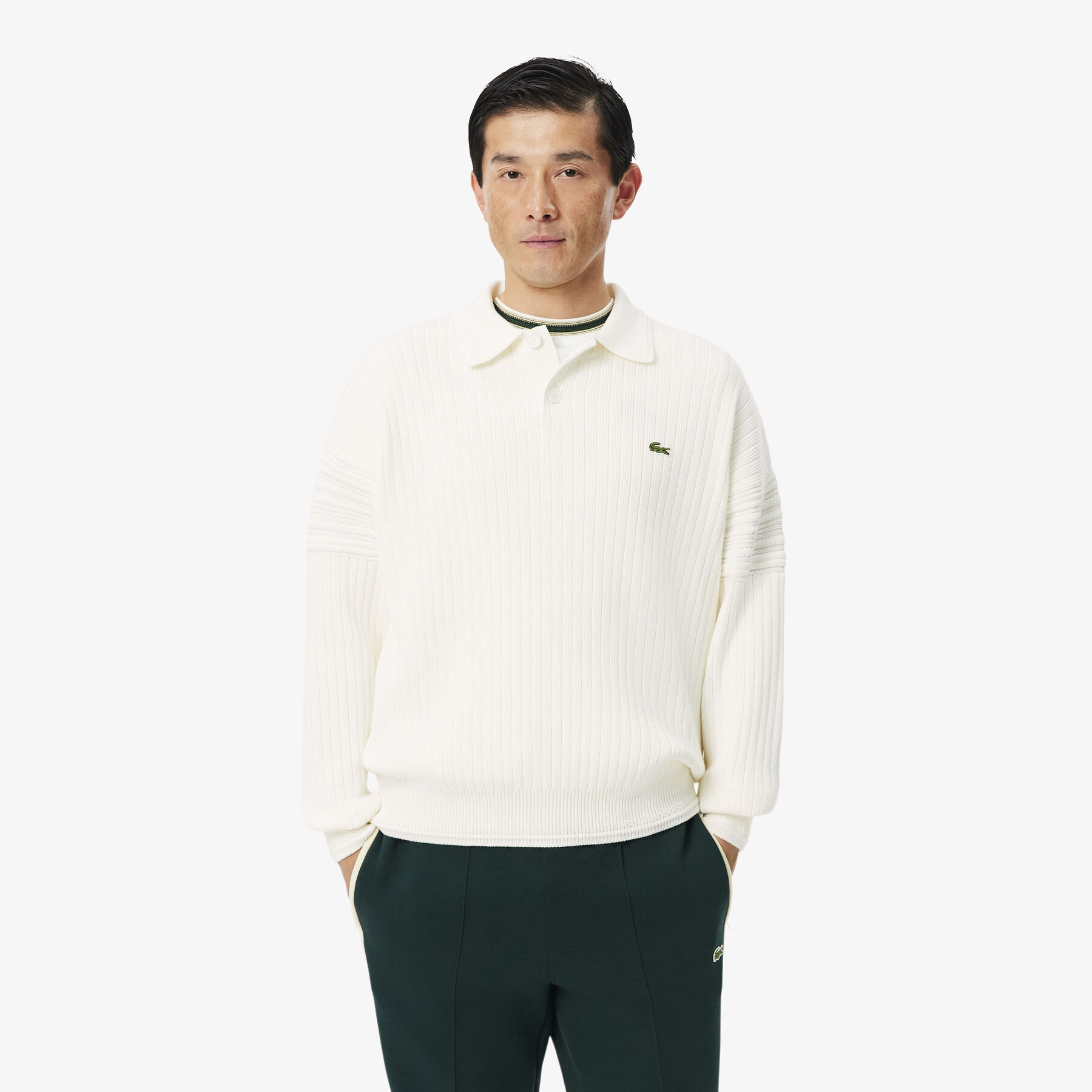 French Made Cotton Polo Collar Sweater lacoste french made cotton polo collar sweater