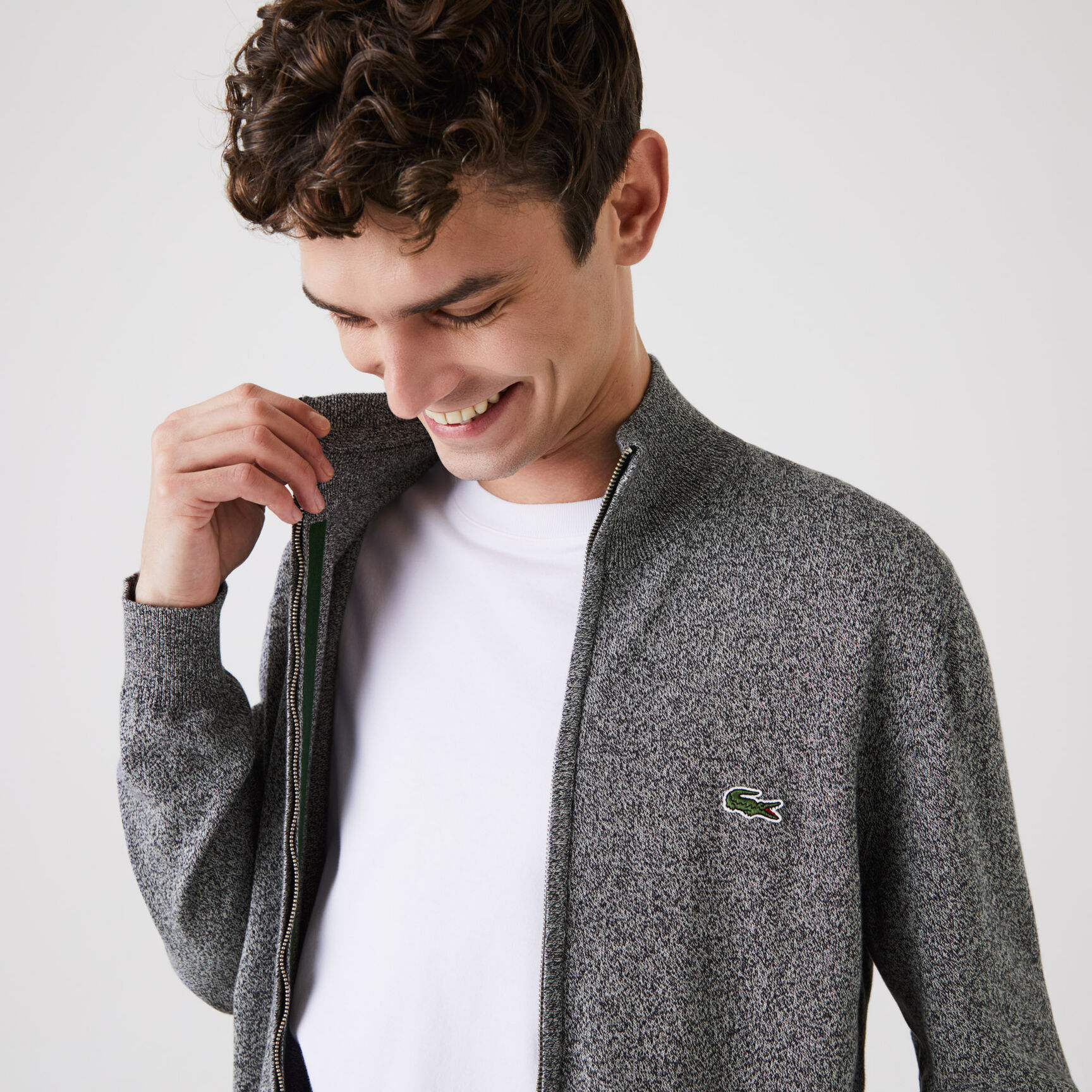 Zipped High Neck Cotton Sweater