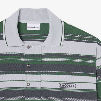 لاكوست lacoste x wang yibo loose fit striped pique polo shirt