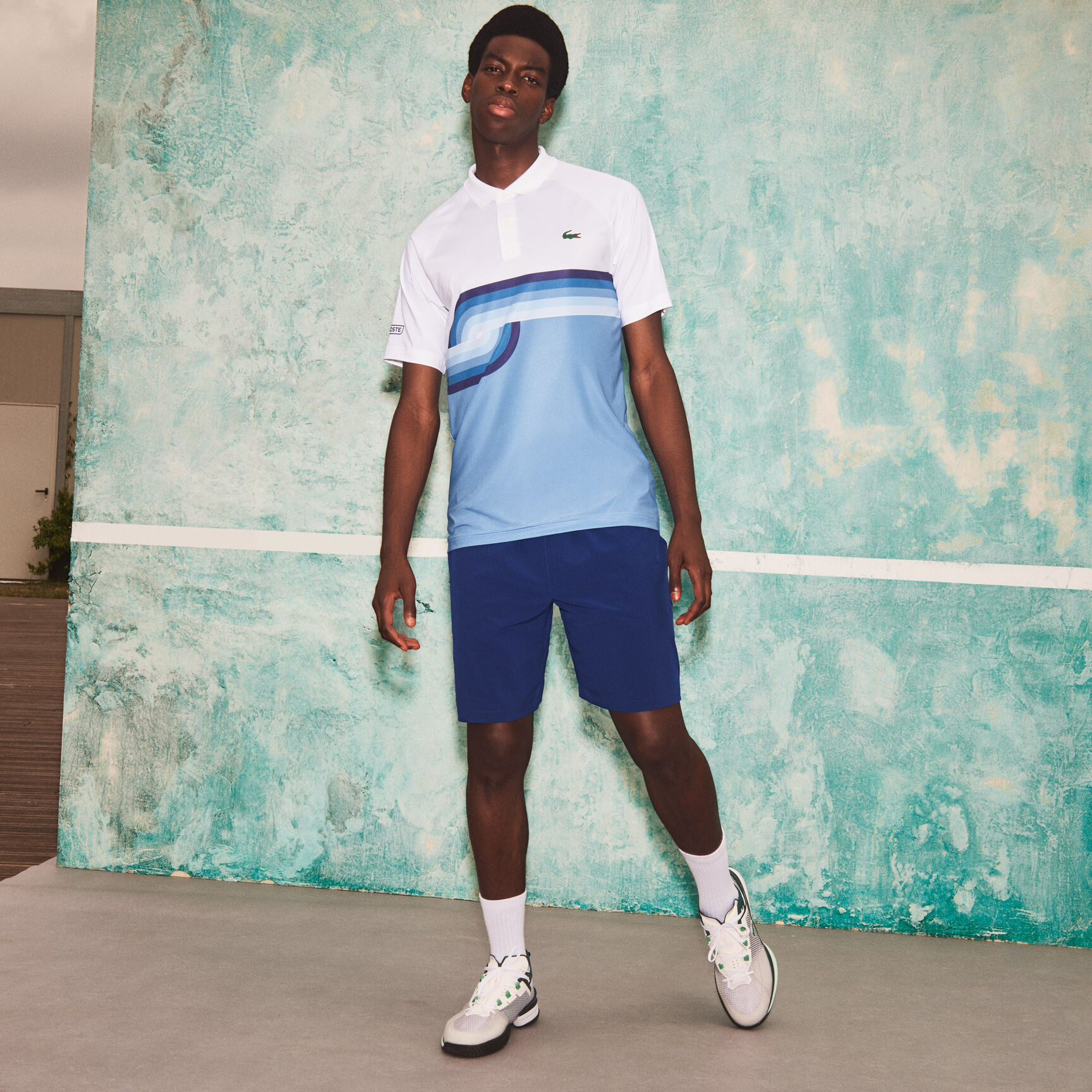 Men&rsquo;s Lacoste SPORT x Novak Djokovic Breathable Print Regular Fit Polo