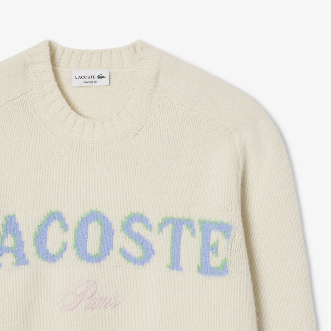 سترة صوفية مزينة بماركة بتقنية التطعيم (إنتارسيا) Intarsia Branded Wool Sweater - AH5202-00-A9I