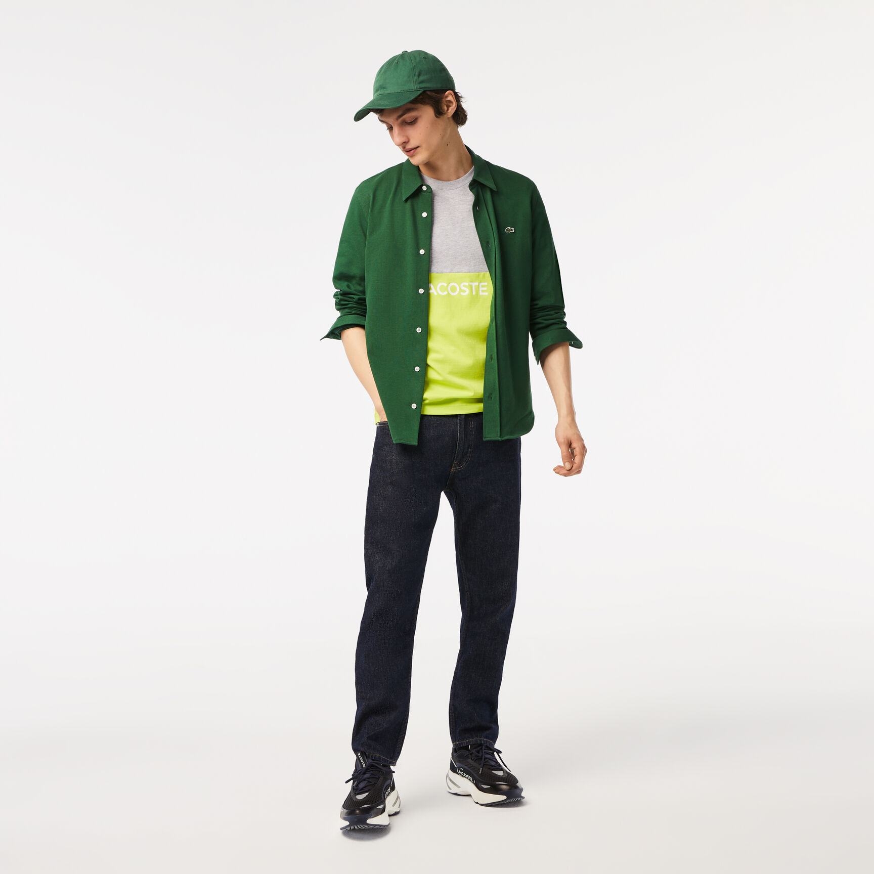 تيشيرت لاكوست مقسم بألوان قطن جيرسيه بقصة عادية للرجال تيشيرت لاكوست مقسم بألوان قطن جيرسيه بقصة عادية للرجال