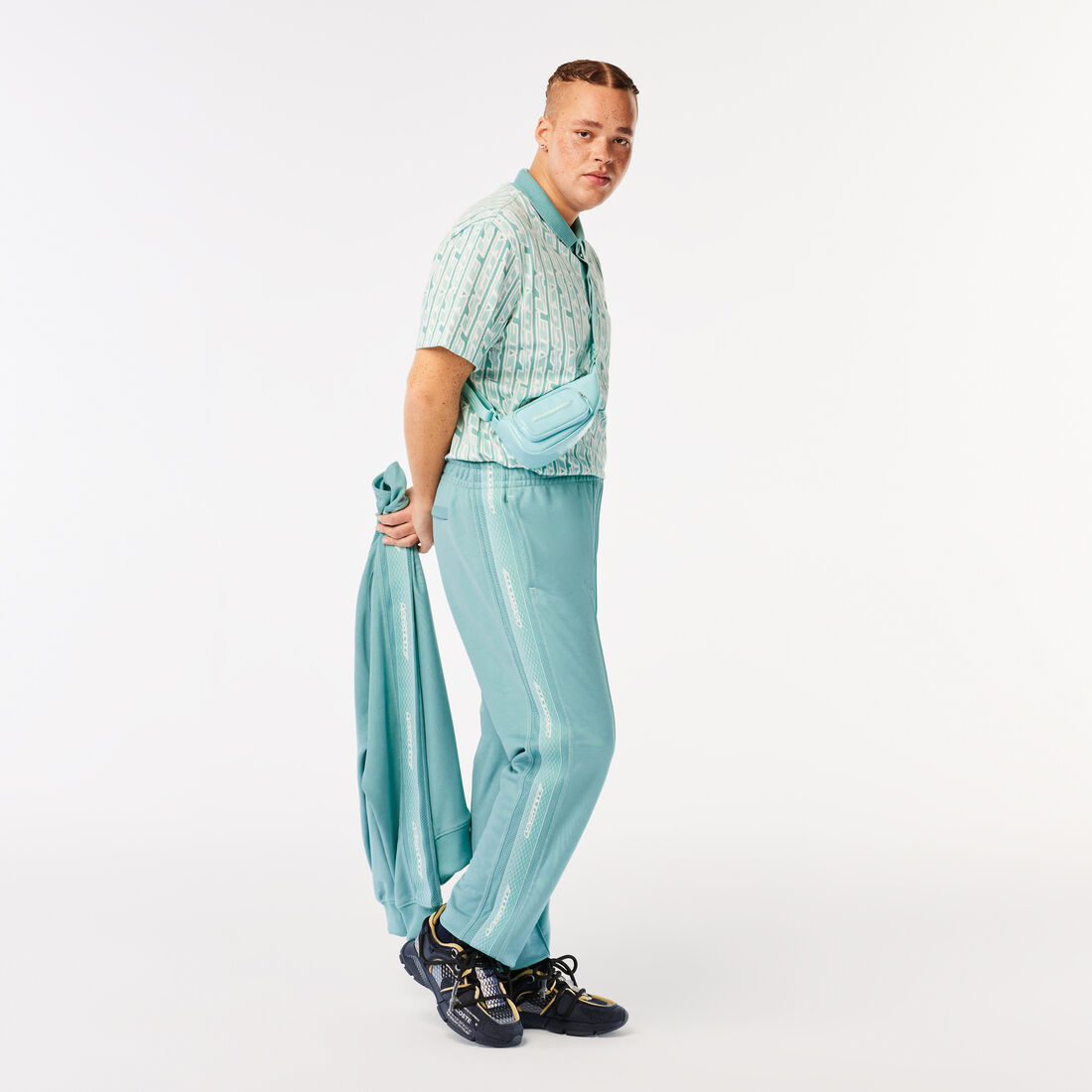 تيشيرت بولو لاكوست بيكيه مطاطي بنقشة بلونين للرجال تيشيرت بولو لاكوست بيكيه مطاطي بنقشة بلونين للرجال