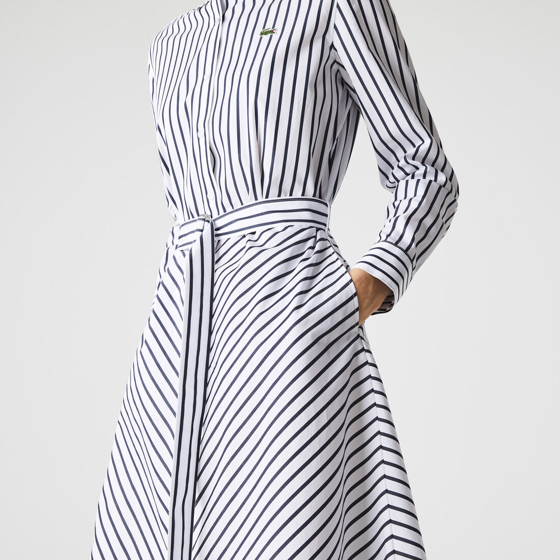 Women's Buttoned Striped Poplin Shirt Dress Women's Buttoned Striped Poplin Shirt Dress