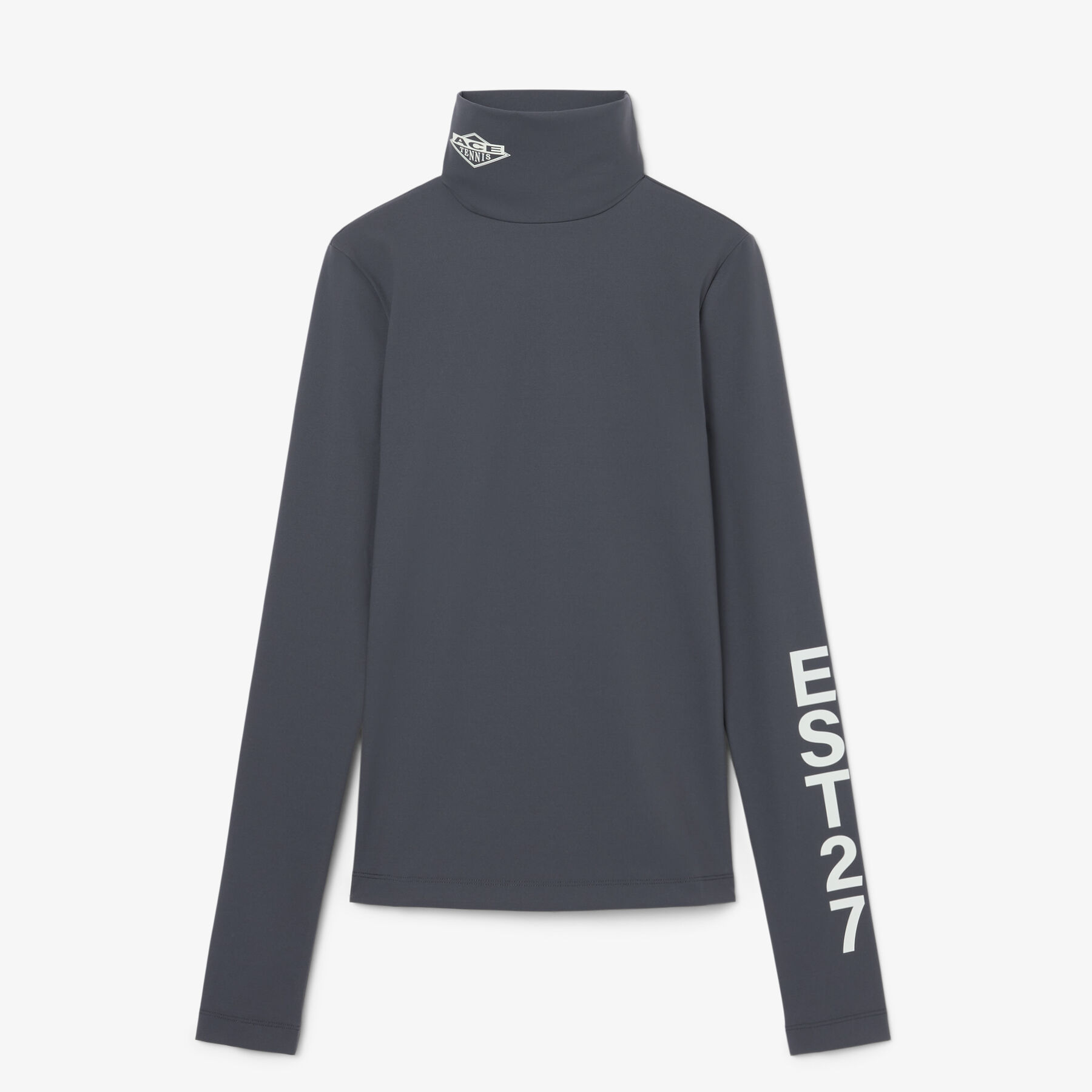 lacoste runway high neck printed stretch t shirt