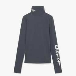 lacoste runway high neck printed stretch t shirt