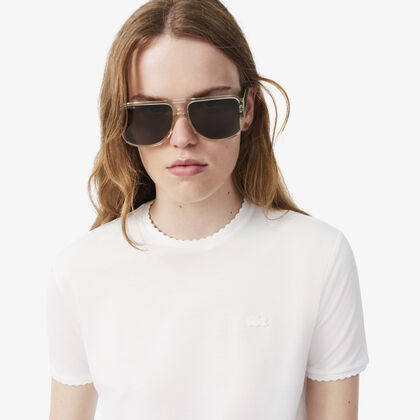 lacoste fluid scallop trim pique t shirt