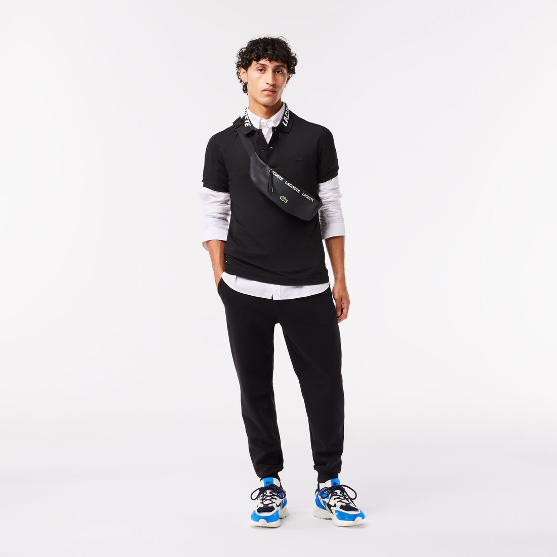 تيشيرت بولو لاكوست بيكيه مطاطي بقصة ضيقة وشعار الماركة للرجال Men's Lacoste Branded Slim Fit Stretch Piqu� Polo - PH9642-00-031