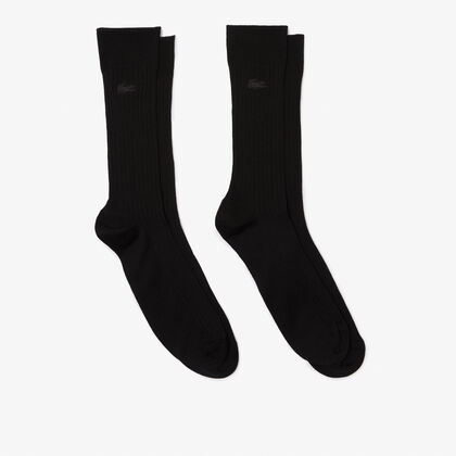 Unisex High-cut Ribbed Cotton Socks Two-pack