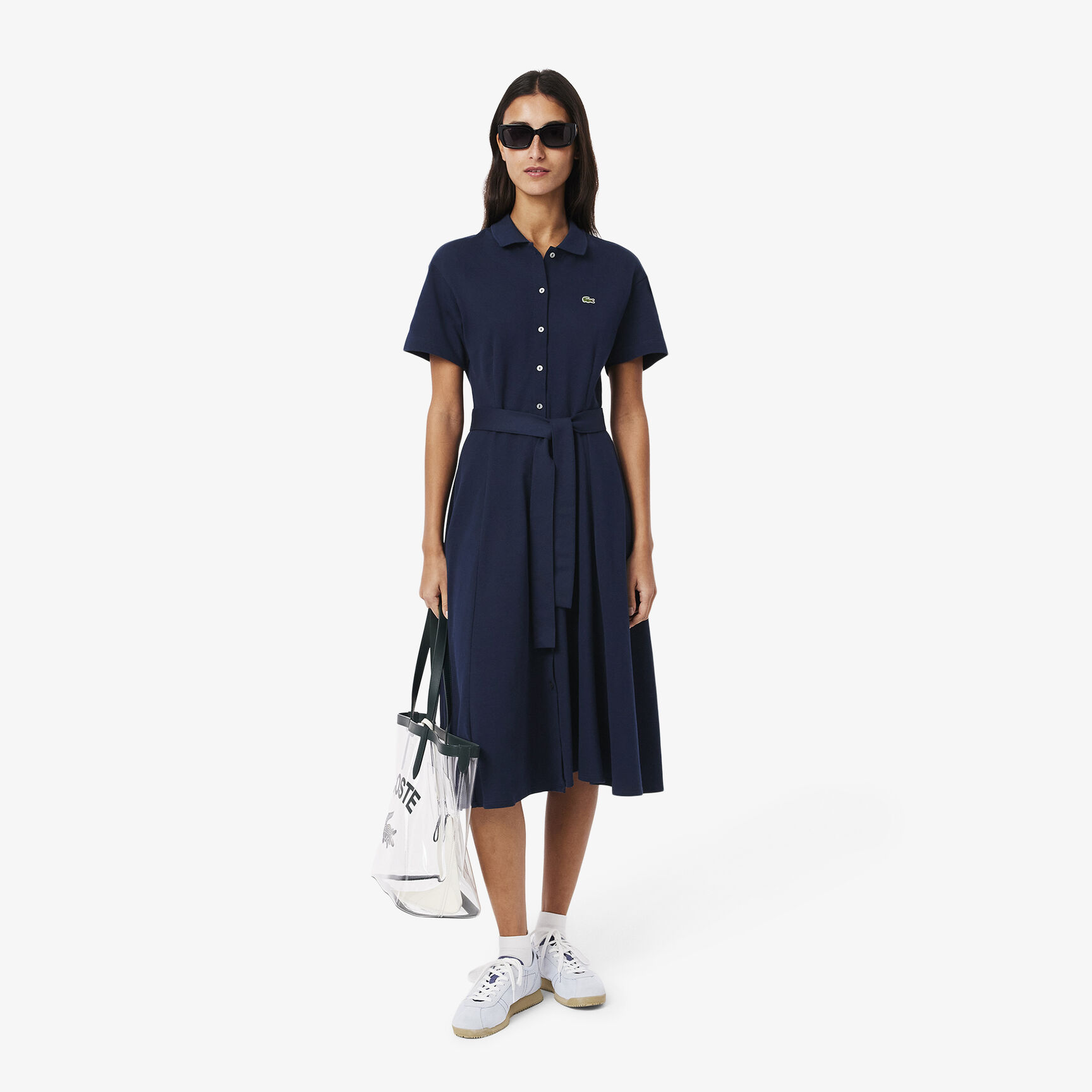 فستان بولو بيكيه واسع Flared Mini-Pique Polo Dress - EF9621-00-166