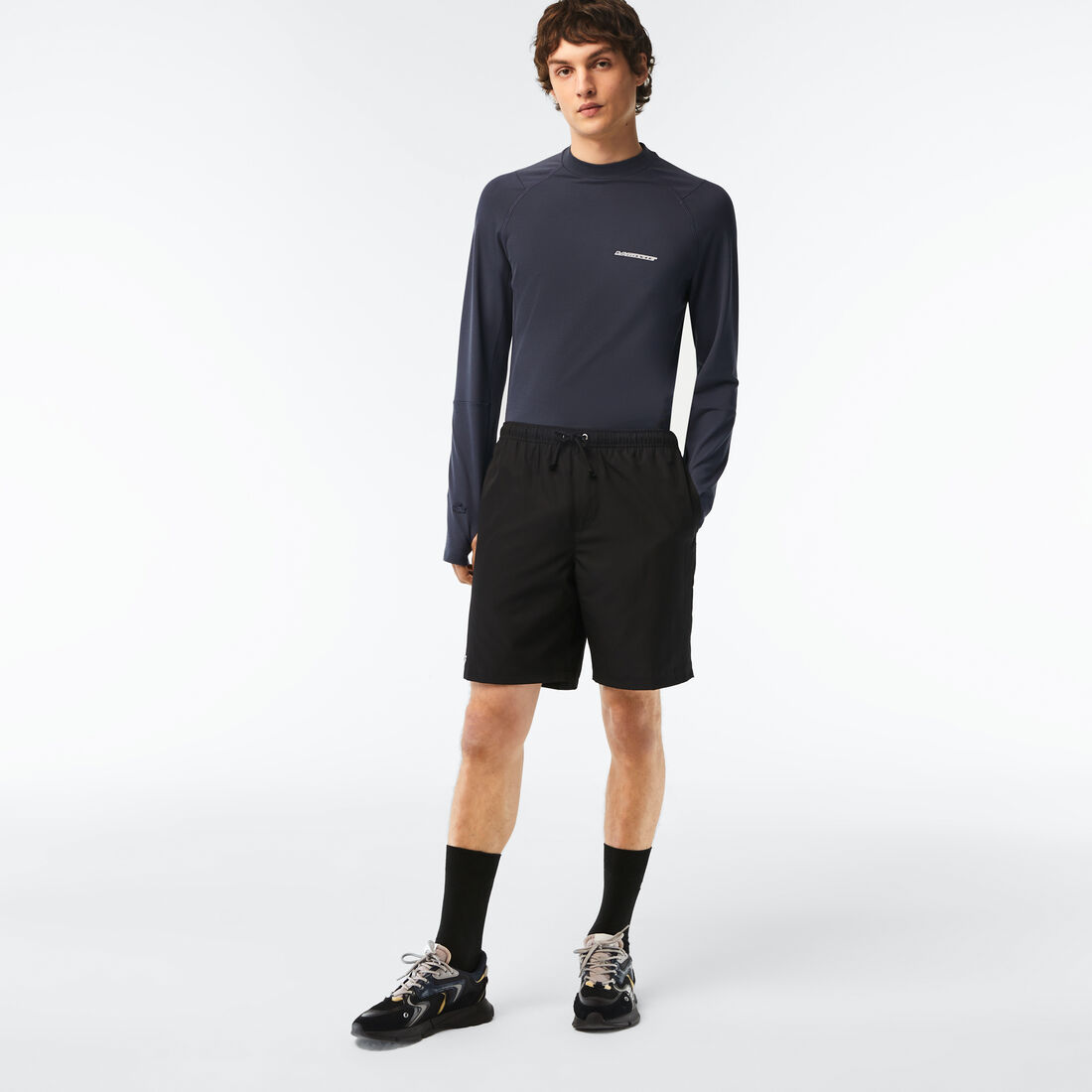 Men's Lacoste SPORT tennis shorts in solid diamond weave taffeta - GH353T-00-031