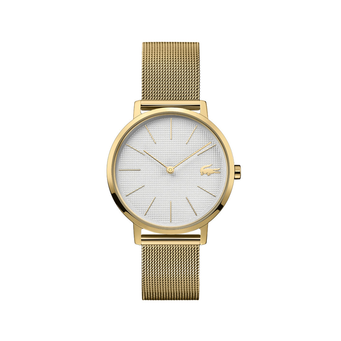 ساعة لاكوست بمينا فضي وأبيض للنساء مجموعة Lacoste Moon