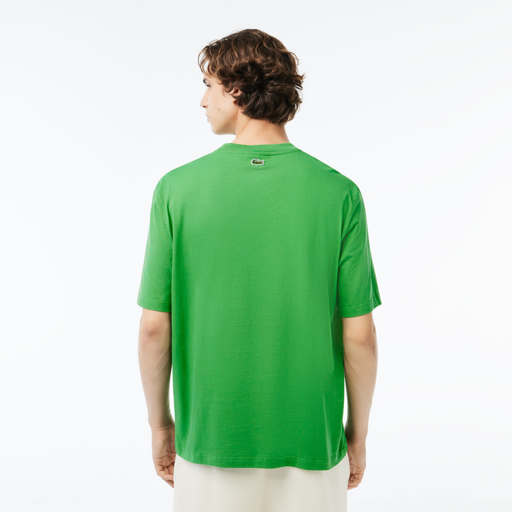 Men's Lacoste Round Neck Loose Fit Crocodile Print T-shirt - TH5511-00-SIW