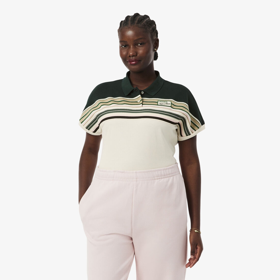 قميص بولو مخطط بقصّة سليمة، فرنسية الصنع French Made Slim Fit Striped Polo Shirt - PF5291-00-PIB