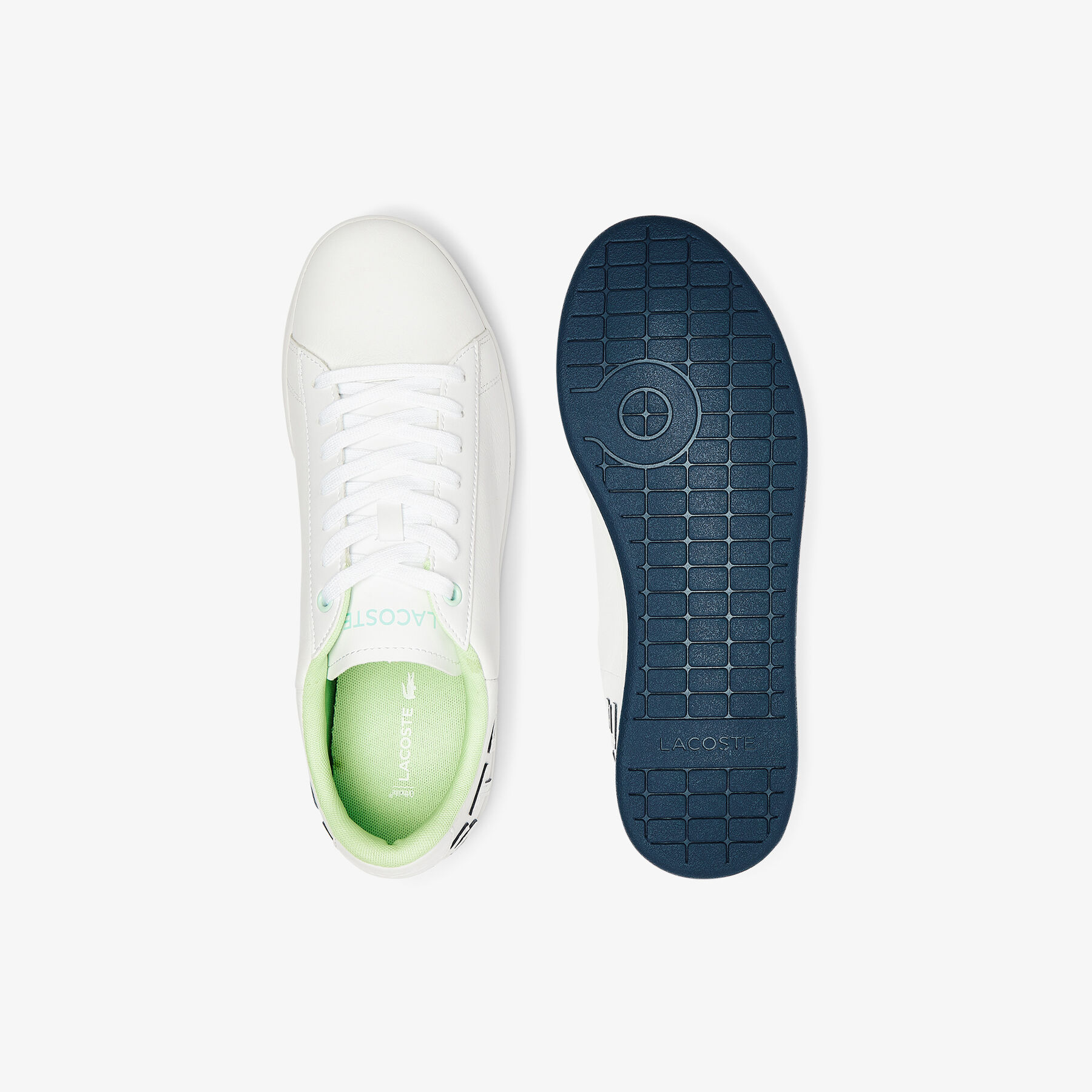 lacoste men s carnaby evo leather and citrus accent trainers