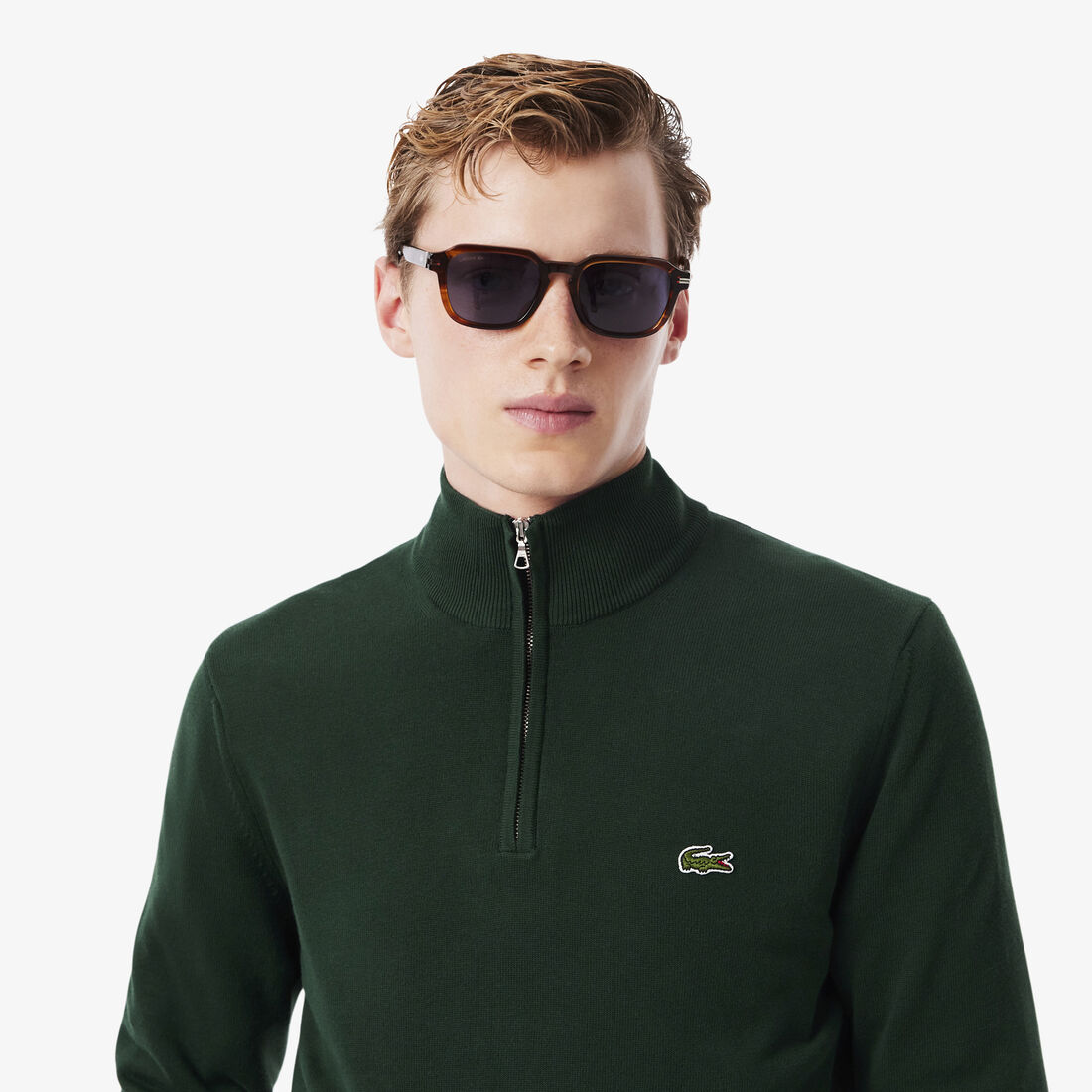 Zipped High Neck Cotton Sweater Zipped High Neck Cotton Sweater - AH1980-00-YZP