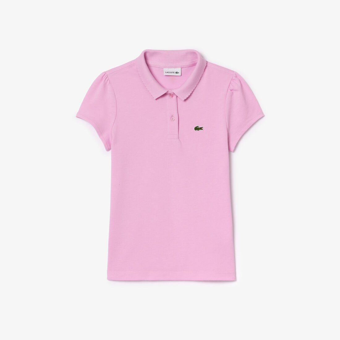 Girls' Lacoste Scalloped Collar Mini Pique Polo Shirt - PJ3594-00-IXV