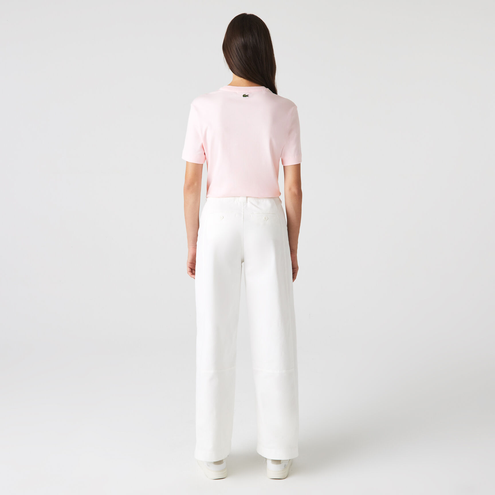 تيشيرت لاكوست قطن عضوي بقصة فضفاضة للنساء