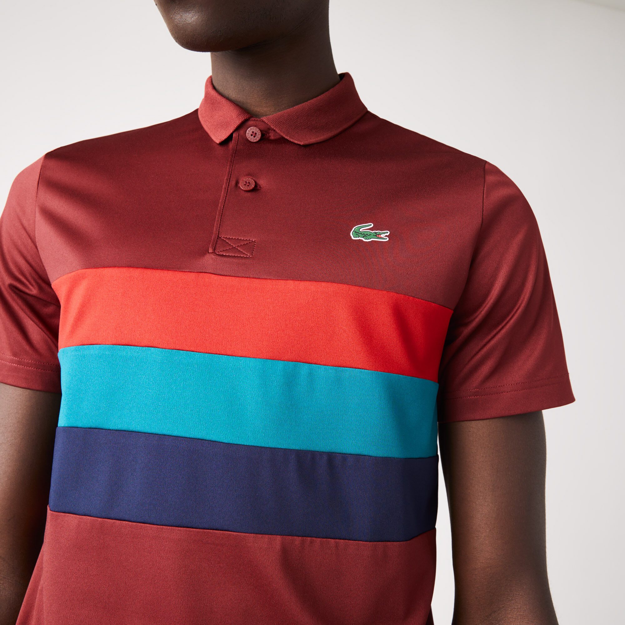 Buy Men's Lacoste SPORT Tricolor Stripe Golf Polo Shirt | Lacoste UAE