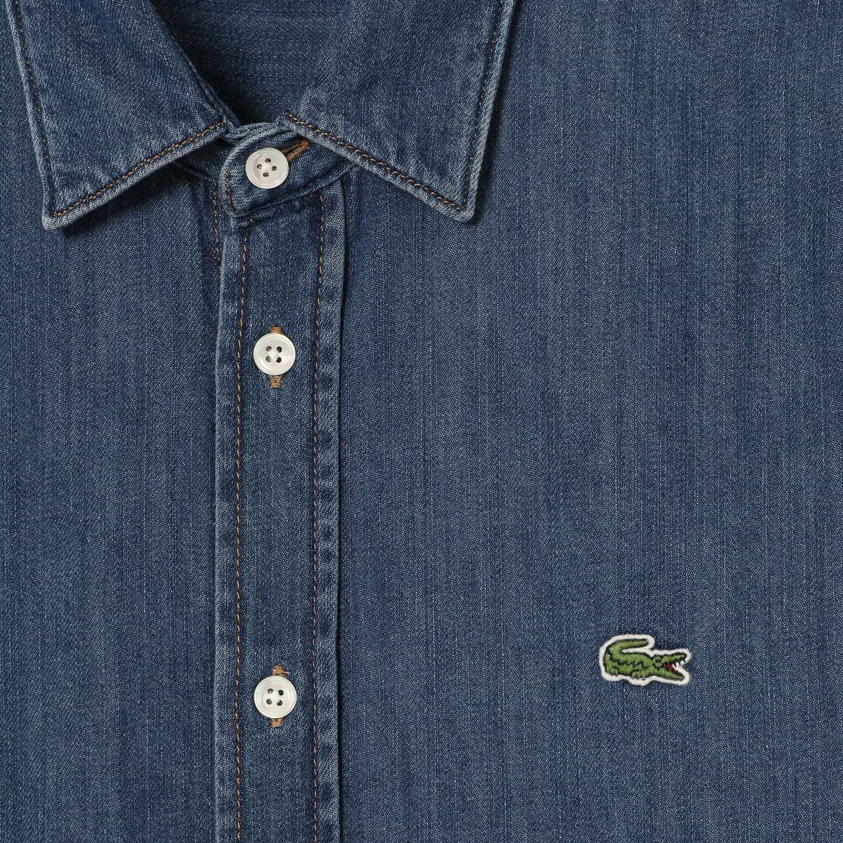 قميص لاكوست دينم قطن عضوي بقصة عادية للرجال Men's Lacoste Regular Fit Organic Cotton Denim Shirt - CH0197-00-CDZ
